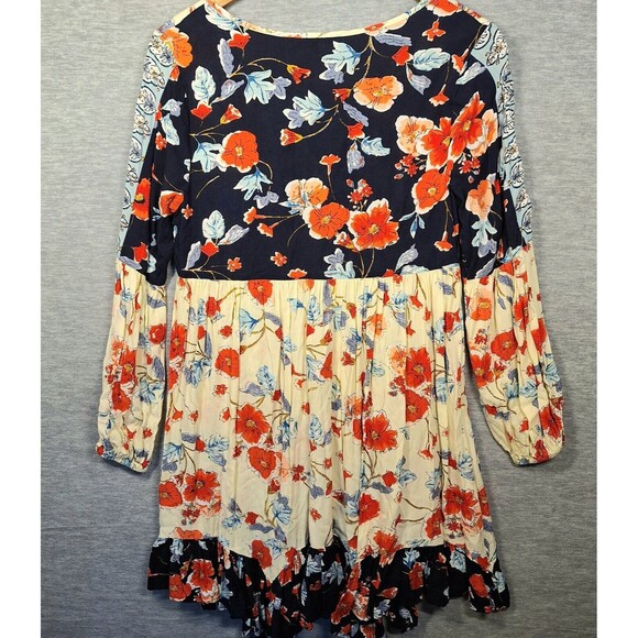 Patrons Of Peace Peasant Tunic Dress Small Boho Swing Ruffle Asymmetrical Hem - Picture 2 of 13